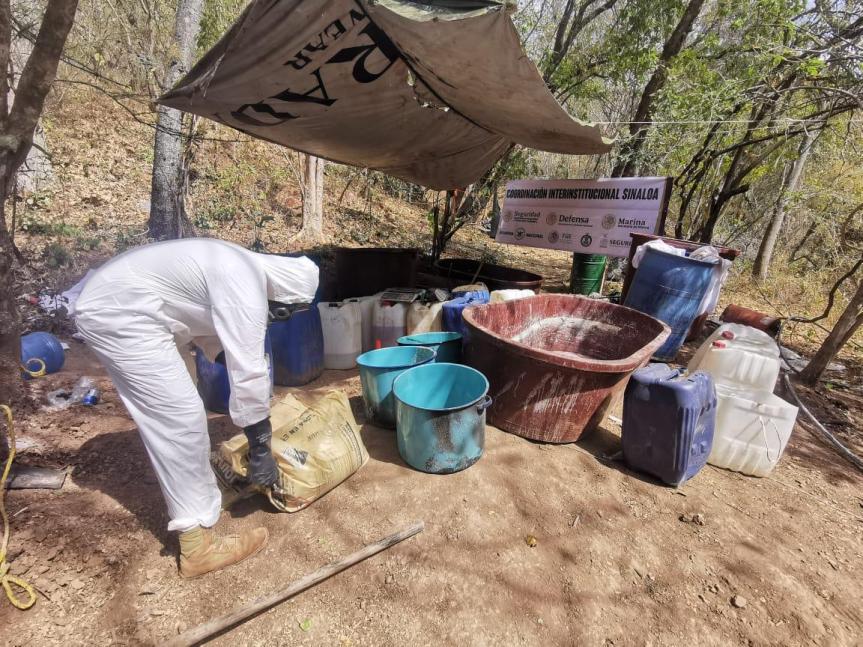 Desmantelan tres laboratorios clandestinos en&nbsp;Sinaloa.
