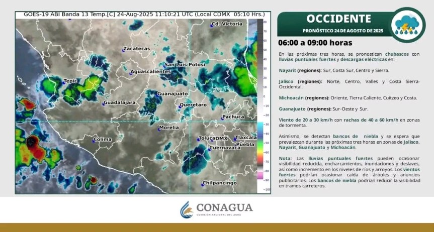 Fuertes lluvias en el occidente del país, para este&nbsp;domingo.